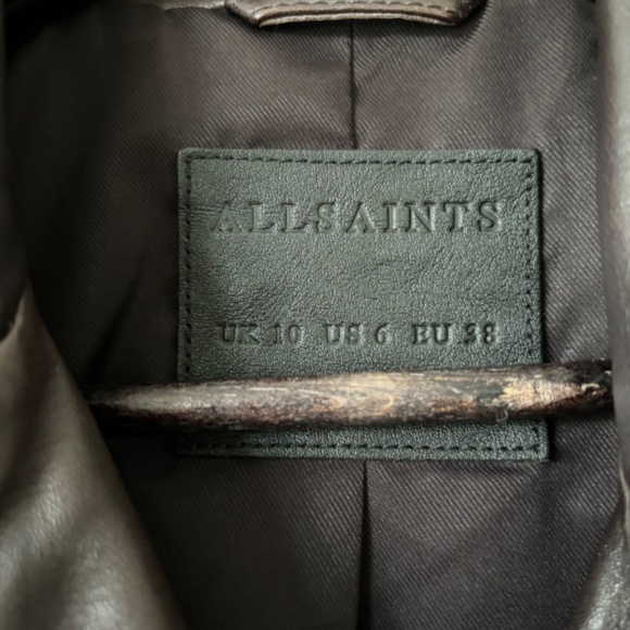 All Saints Balfern brown/burgundy leather moto - Picture 2 of 9